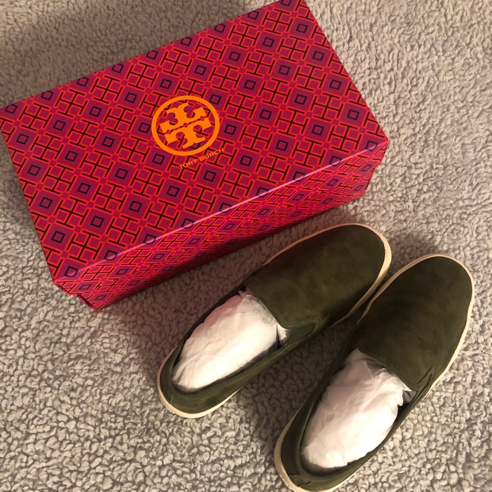 Tory Burch Suede Slip On Sneakers